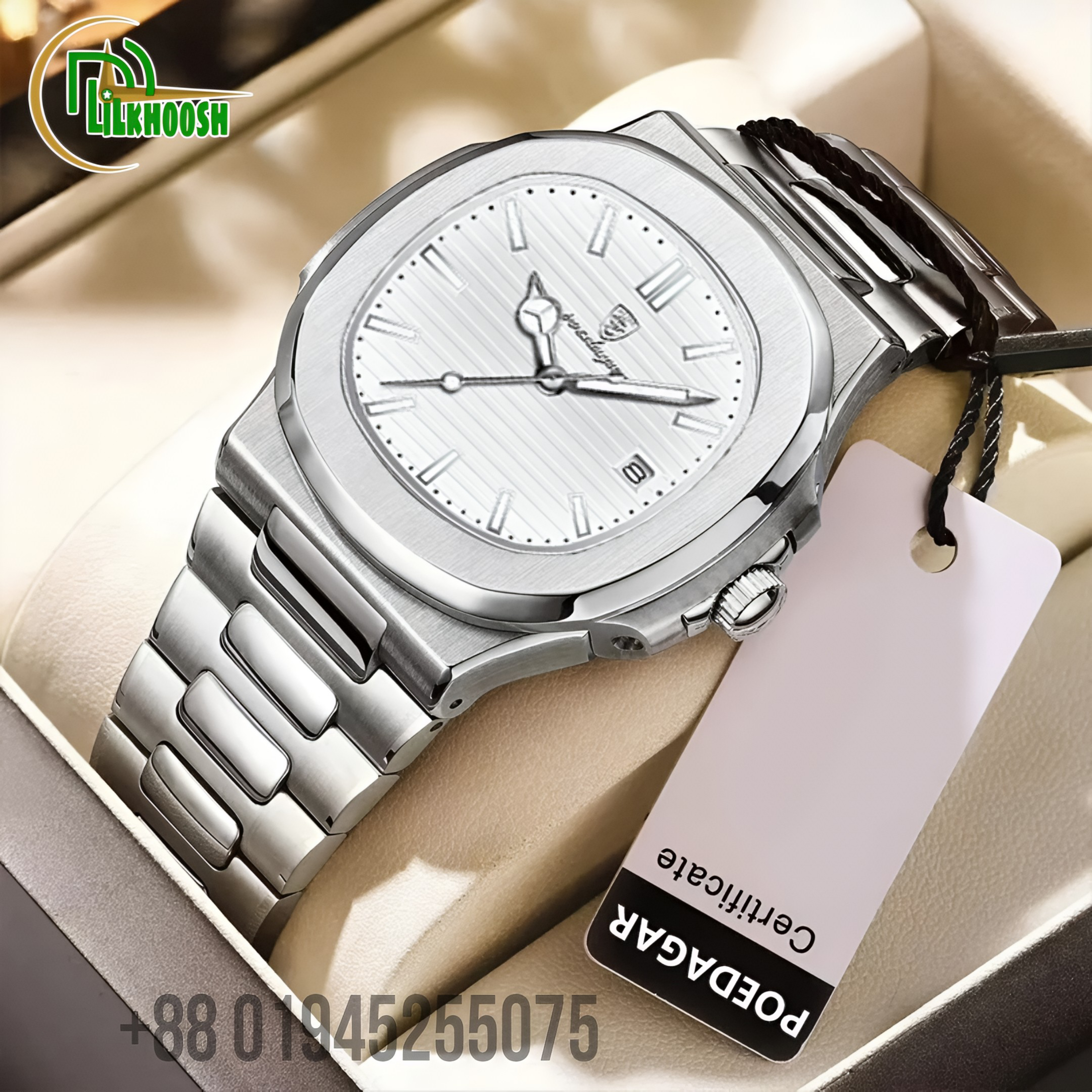 Poedagar 613 Luxury Stainless Steel Strap Watch(White Dial)