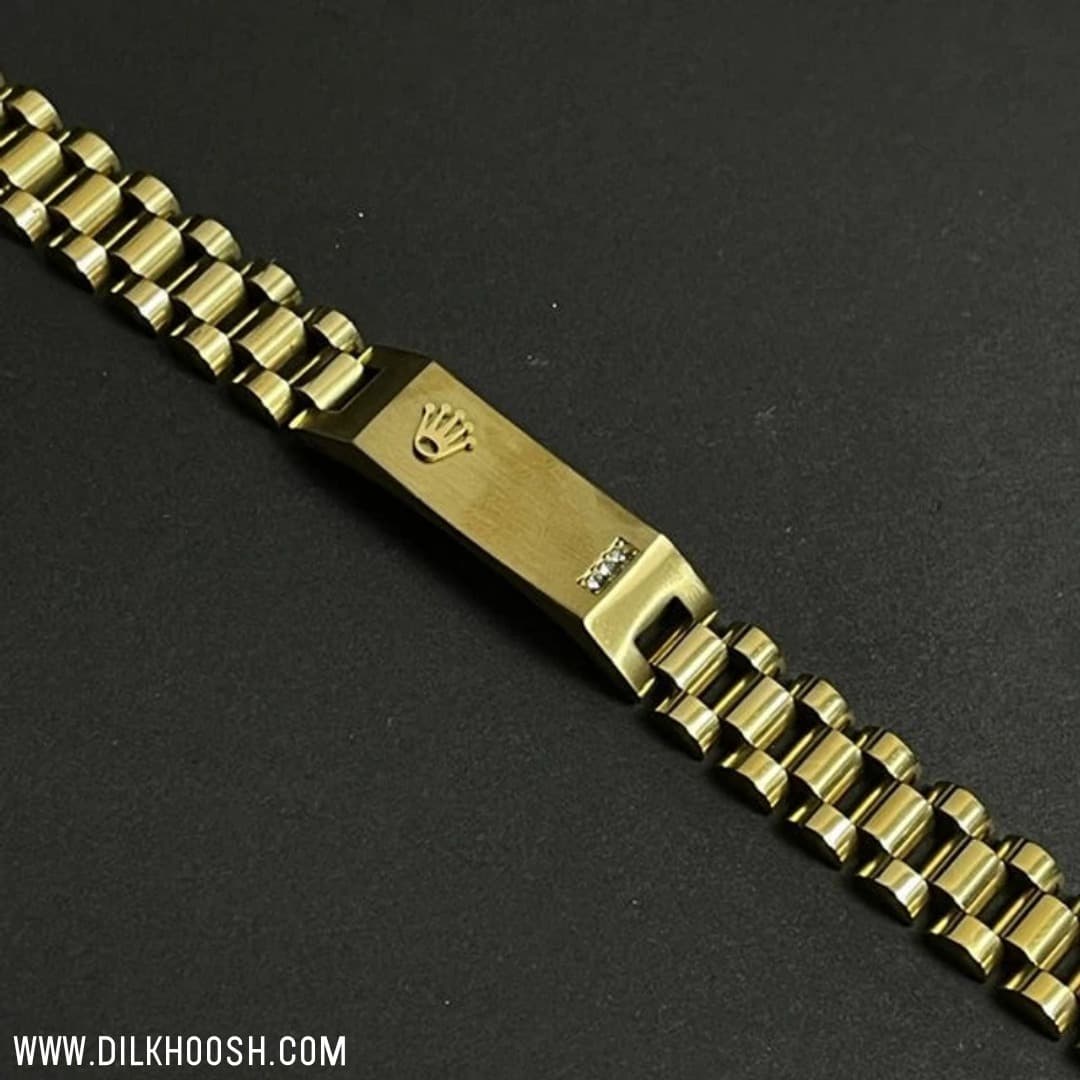 Luxurious Men’s Rolex Stainless Steel Bracelet- Golden