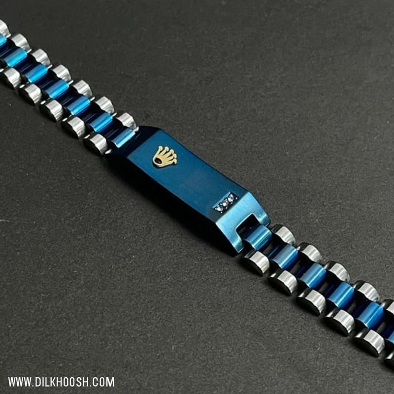 Luxurious Men’s Rolex Stainless Steel Bracelet- Tow Tone Blue